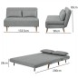 Banquette BZ - 2 places - Tissu Gris clair - 130 x 90 x 81 cm - DEPLO