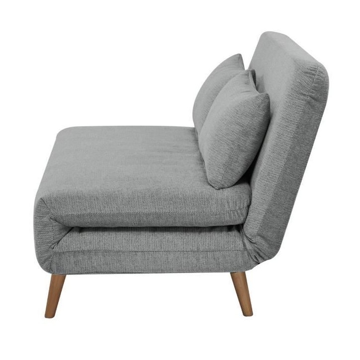 Banquette BZ - 2 places - Tissu Gris clair - 130 x 90 x 81 cm - DEPLO