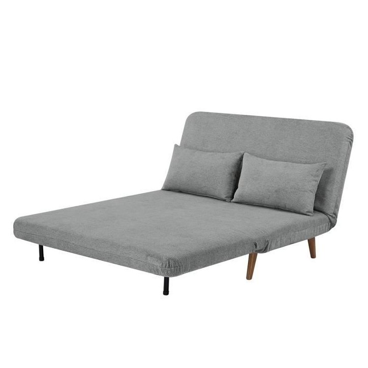 Banquette BZ - 2 places - Tissu Gris clair - 130 x 90 x 81 cm - DEPLO