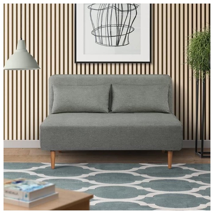 Banquette BZ - 2 places - Tissu Vert clair - 130 x 90 x 81 cm - DEPLO