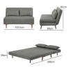 Banquette BZ - 2 places - Tissu Vert clair - 130 x 90 x 81 cm - DEPLO