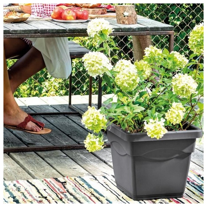 DEROMA Pot de fleurs carré Day R anthracite - 38 x H33,5 cm - Gris anthracite DEROMA Pot de fleurs carré Day R anthracite - 38 x H33,5 cm - Gris anthracite