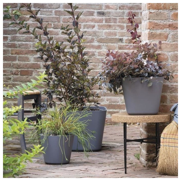 DEROMA Pot de fleurs carré Origin - 28 x 23,5 cm- 12 L - Gris