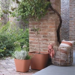 DEROMA Pot de fleurs carré Origin - 37,5 x 32 cm - 29 L - Terre cuite