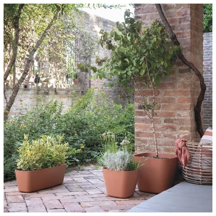 DEROMA Pot de fleurs carré Origin - 37,5 x 32 cm - 29 L - Terre cuite