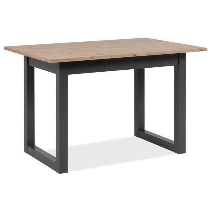 Table extensible Denver 80B - 120-160 x 75 x 80 cm - Décor chene artisan / anthracite - 1 extension de 40 cm inclue - 8 personn