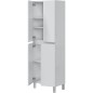 Meuble de salle de bain - double colonne - Blanc brillant - 4 portes - L60 x P35 x H182 cm - DESTAL