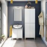 Meuble de salle de bain - double colonne - Blanc brillant - 4 portes -