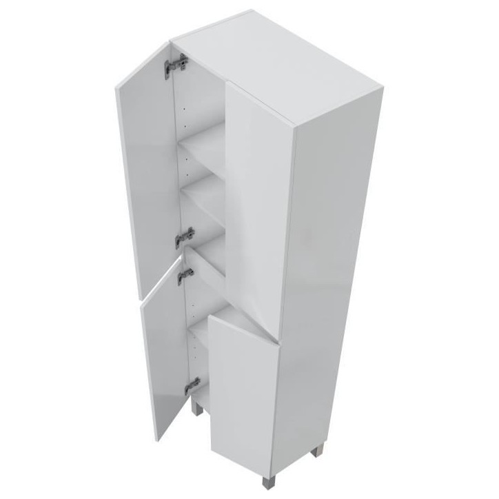 Meuble de salle de bain - double colonne - Blanc brillant - 4 portes - L60 x P35 x H182 cm - DESTAL Meuble de salle de bain - double colonne - Blanc brillant - 4 portes - L60 x P35 x H182 cm - DESTAL