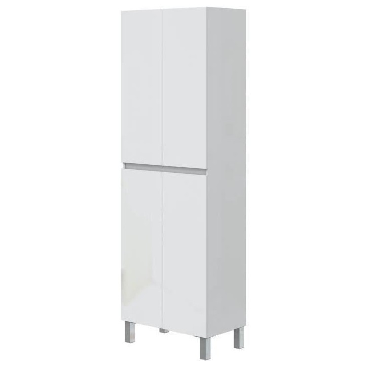 Meuble de salle de bain - double colonne - Blanc brillant - 4 portes - L60 x P35 x H182 cm - DESTAL Meuble de salle de bain - double colonne - Blanc brillant - 4 portes - L60 x P35 x H182 cm - DESTAL