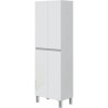 Meuble de salle de bain - double colonne - Blanc brillant - 4 portes -