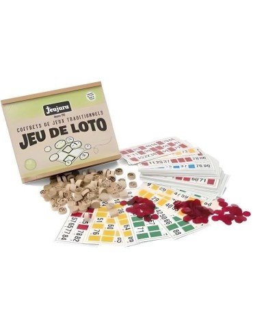 JEUJURA - Jeu De Loto - Coffret En Bois - Mixte - A partir de 3 ans - 48 cartes de loto en bois