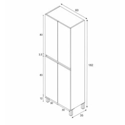 Meuble de salle de bain - double colonne - Blanc brillant - 4 portes -