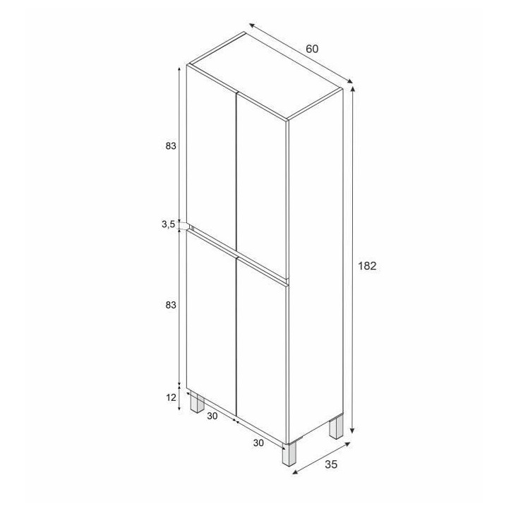 Meuble de salle de bain - double colonne - Blanc brillant - 4 portes - L60 x P35 x H182 cm - DESTAL Meuble de salle de bain - double colonne - Blanc brillant - 4 portes - L60 x P35 x H182 cm - DESTAL