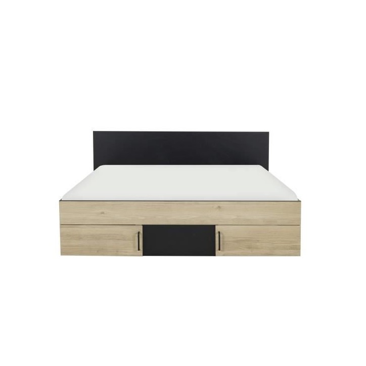DIAGONE Lit adulte avec tiroirs de rangement - Chataignier et noir - 160 x 200 - SWIVEL DIAGONE Lit adulte avec tiroirs de rangement - Chataignier et noir - 160 x 200 - SWIVEL