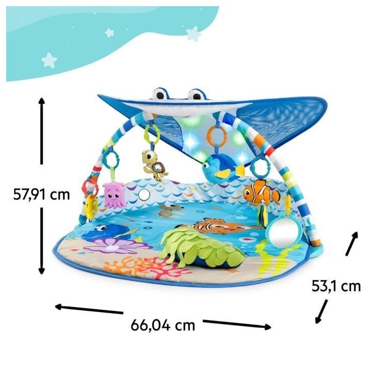 DISNEY BABY -NEMO-Tapis de sol éveil bébé évolutif Cadeau Noel bébé, guirlande lumineuse, miroir