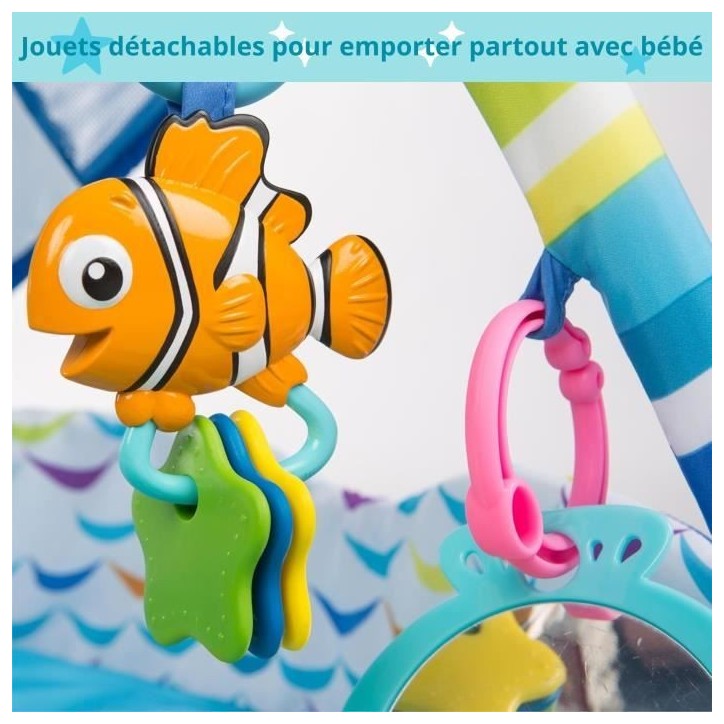 DISNEY BABY -NEMO-Tapis de sol éveil bébé évolutif Cadeau Noel bébé, guirlande lumineuse, miroir