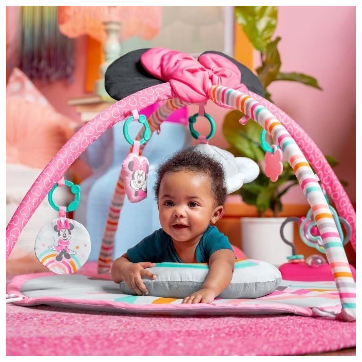 DISNEY BABY -MINNIE- Tapis de sol éveil bébé évolutif arche avec jouets sensoriels et musicaux, Cadeau Noel bébé