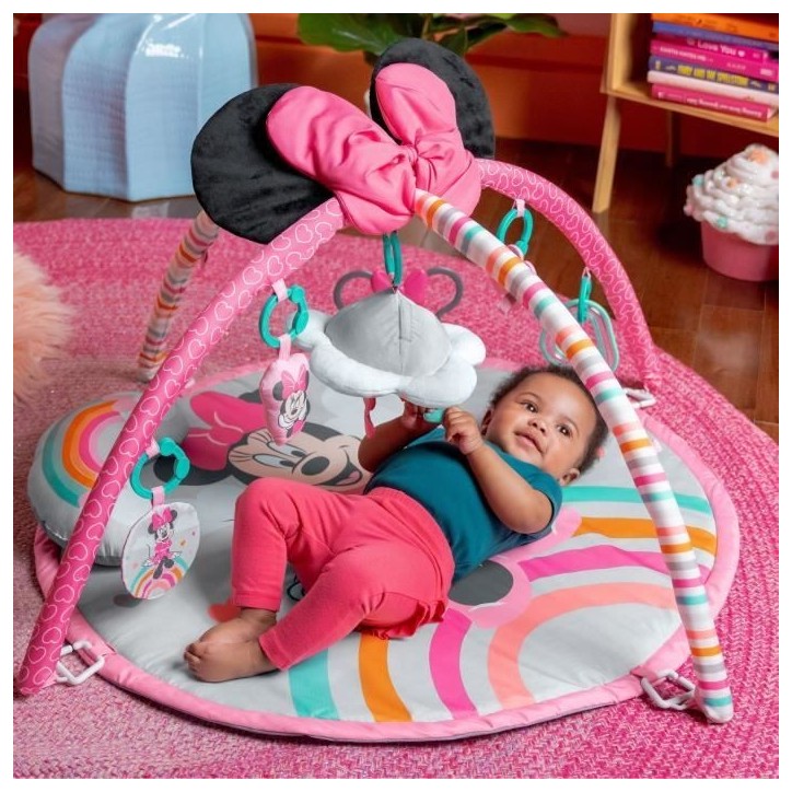 DISNEY BABY -MINNIE- Tapis de sol éveil bébé évolutif arche avec jouets sensoriels et musicaux, Cadeau Noel bébé
