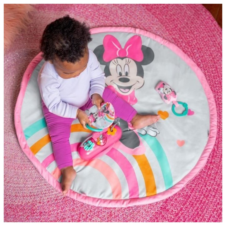 DISNEY BABY -MINNIE- Tapis de sol éveil bébé évolutif arche avec jouets sensoriels et musicaux, Cadeau Noel bébé