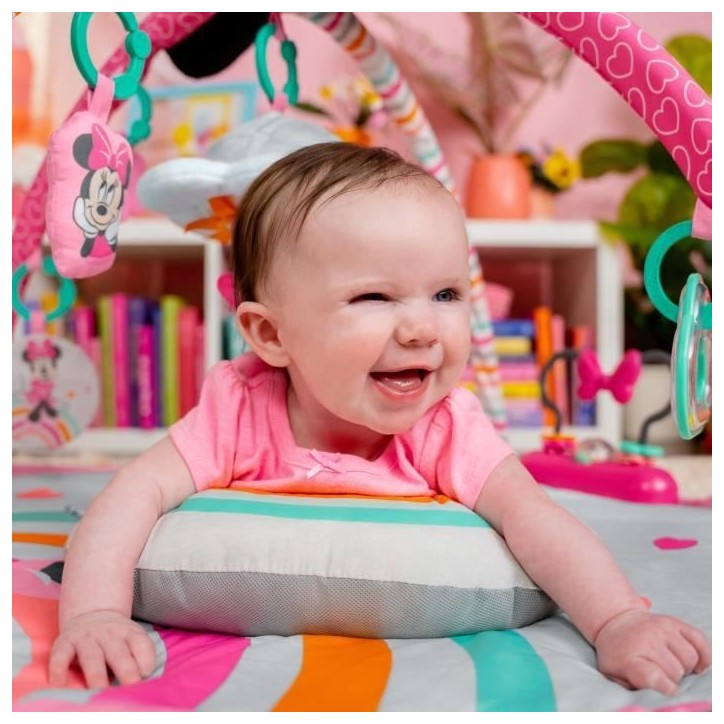 DISNEY BABY -MINNIE- Tapis de sol éveil bébé évolutif arche avec jouets sensoriels et musicaux, Cadeau Noel bébé