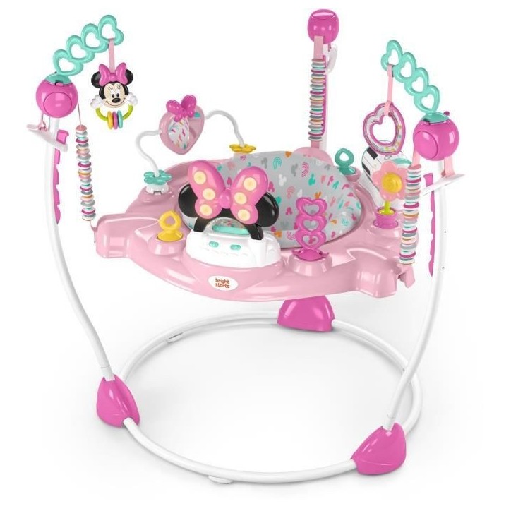 DISNEY BABY - MINNIE - Aire d'éveil bébé multi-jouets, siege sauteur a rebonds évolutif, pivotant a 360°, Cadeau Noel béb