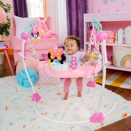 DISNEY BABY - MINNIE - Aire d'éveil bébé multi-jouets, siege sauteur a rebonds évolutif, pivotant a 360°, Cadeau Noel béb