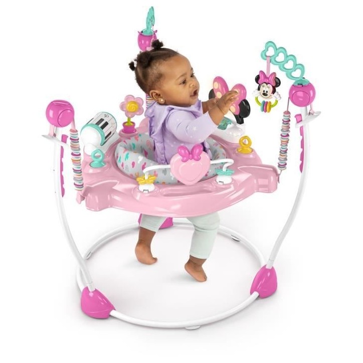 DISNEY BABY - MINNIE - Aire d'éveil bébé multi-jouets, siege sauteur a rebonds évolutif, pivotant a 360°, Cadeau Noel béb