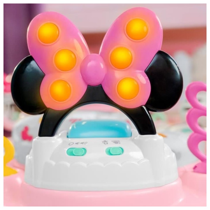 DISNEY BABY - MINNIE - Aire d'éveil bébé multi-jouets, siege sauteur a rebonds évolutif, pivotant a 360°, Cadeau Noel béb