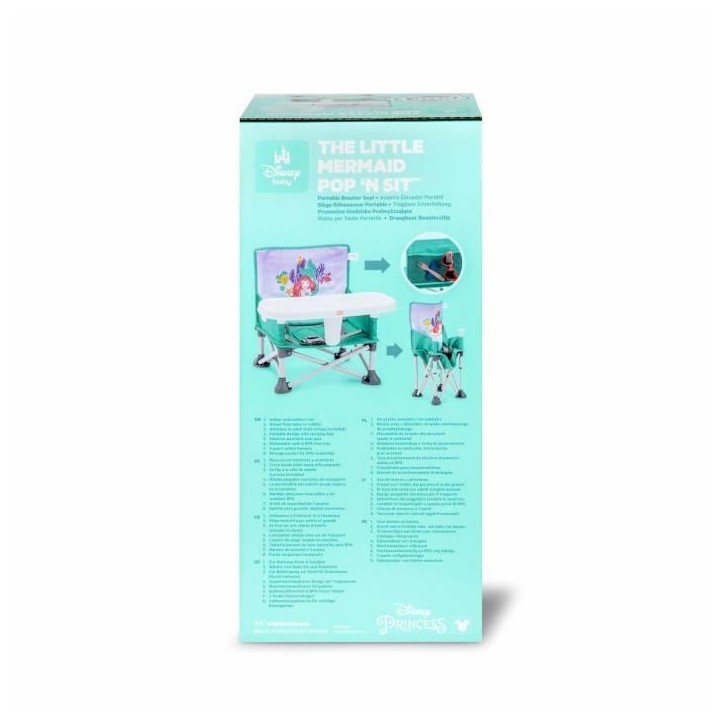 DISNEY BABY -PETITE SIRENE- Rehausseur de chaise pliable, nomade, de voyage, Léger et facile a nettoyer, Sac de transport inclu DISNEY BABY -PETITE SIRENE- Rehausseur de chaise pliable, nomade, de voyage, Léger et facile a nettoyer, Sac de transport inclu