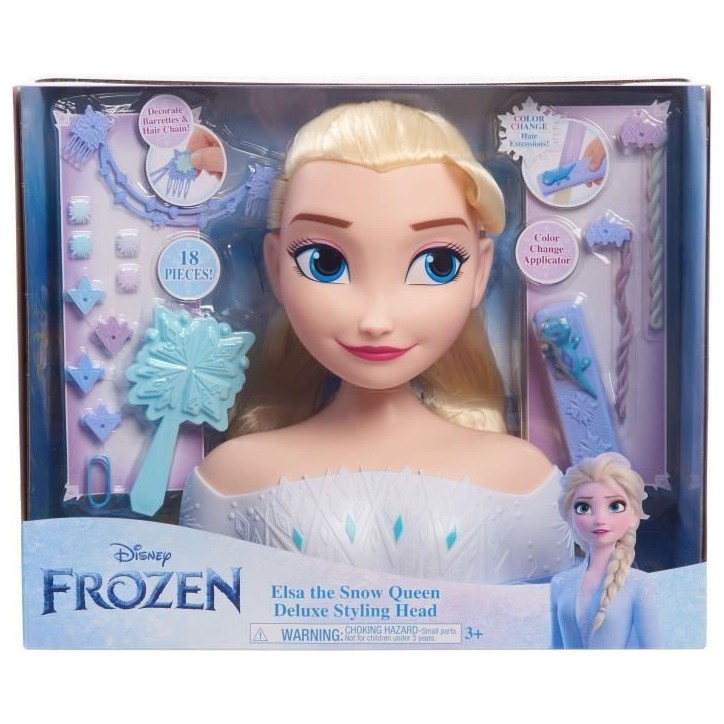 Tete a coiffer - REINE DES NEIGES - Tete a Coiffer Elsa Deluxe - Extensions, accessoires coiffure et color reveal, a partir de 3