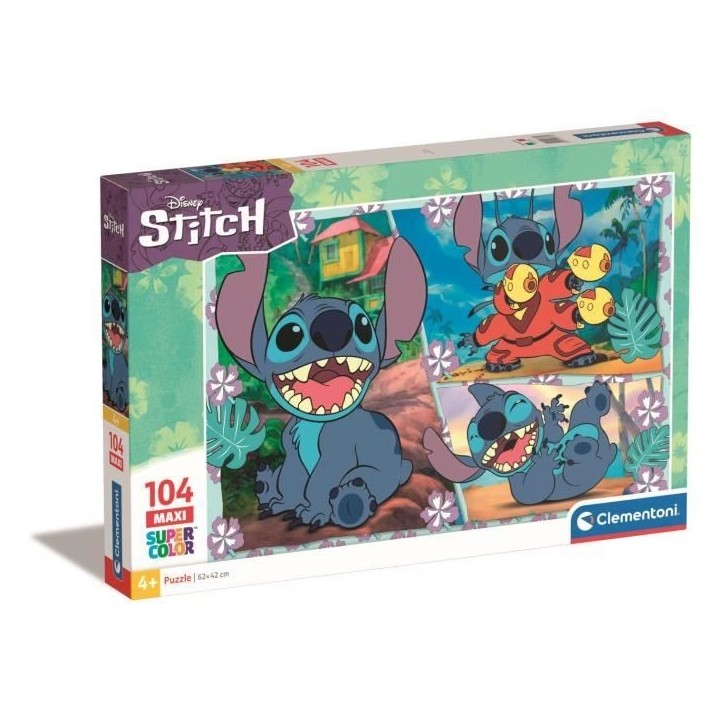 Puzzle Stitch 104 pieces Maxi, Pour enfants a partir de 3 ans, Theme dessins animés, CLEMENTONI Puzzle Stitch 104 pieces Maxi, Pour enfants a partir de 3 ans, Theme dessins animés, CLEMENTONI