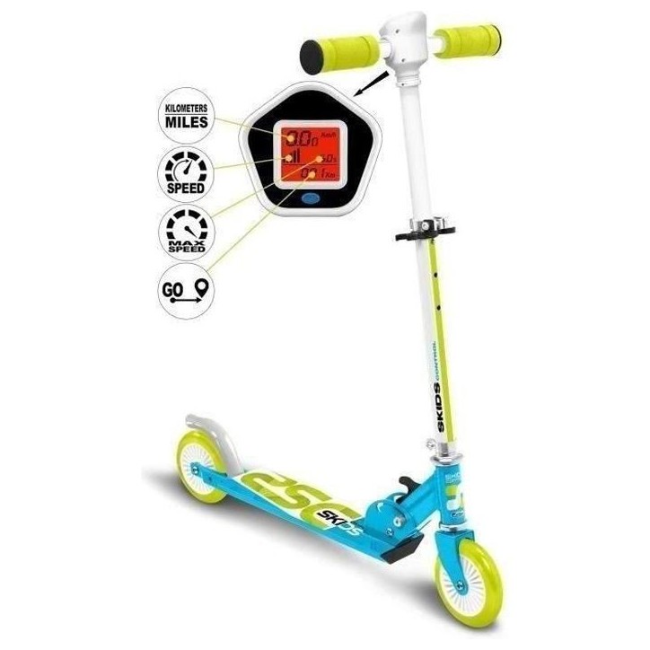 Trottinette pliable avec compteur de vitesse - bleu - Skids Control Trottinette pliable avec compteur de vitesse - bleu - Skids Control