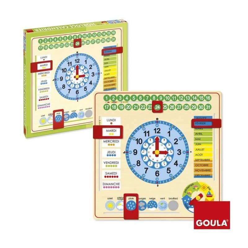 Horloge calendrier - GOULA - Apprentissage des mois, saisons, jours et Horloge calendrier - GOULA - Apprentissage des mois, saisons, jours et