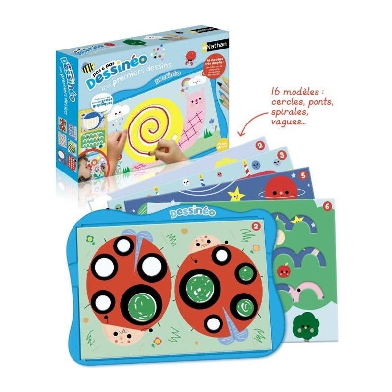 Jeu de loisirs créatifs - NATHAN - Dessinéo premiers dessins - 16 mo