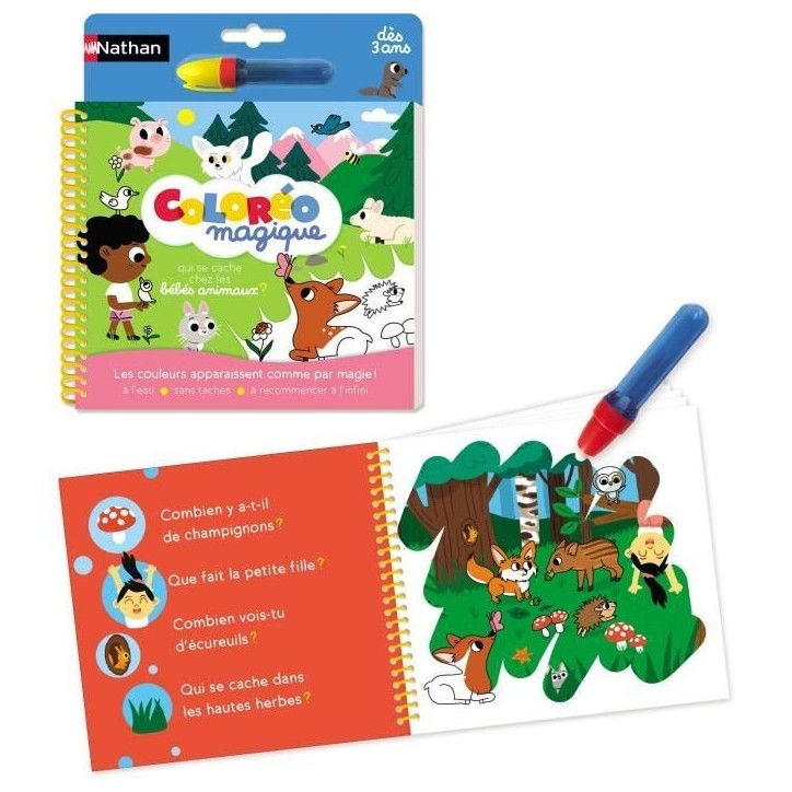 Coloréo - Bébés animaux - NATHAN - Coloriage a l'eau pour enfants de 3 ans et plus