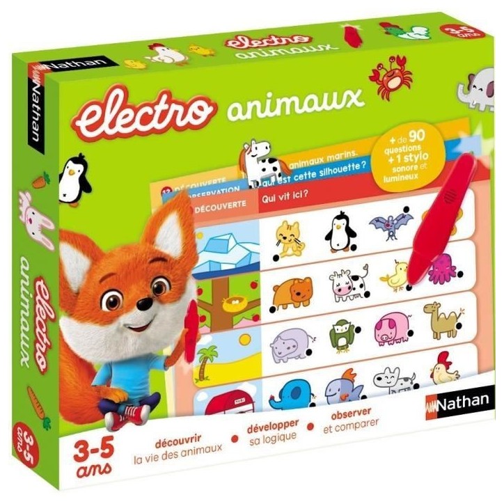 Jeu éducatif électronique - NATHAN - Electro Animaux - Découverte des animaux - Pour enfants de 3 ans et plus Jeu éducatif électronique - NATHAN - Electro Animaux - Découverte des animaux - Pour enfants de 3 ans et plus