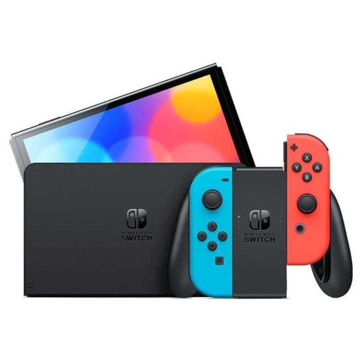 Console Nintendo Switch - Modele OLED • Bleu Néon & Rouge Néon Console Nintendo Switch - Modele OLED • Bleu Néon & Rouge Néon