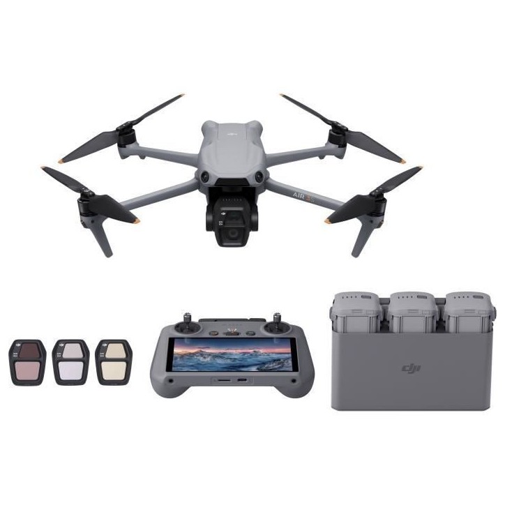 Drone - DJI - Air 3S Fly More Combo (- DJI - RC 2) - Double Caméra CMOS 1 et Télécam 70mm - 14 Stops de Plage Dynamique - RTH Drone - DJI - Air 3S Fly More Combo (- DJI - RC 2) - Double Caméra CMOS 1 et Télécam 70mm - 14 Stops de Plage Dynamique - RTH