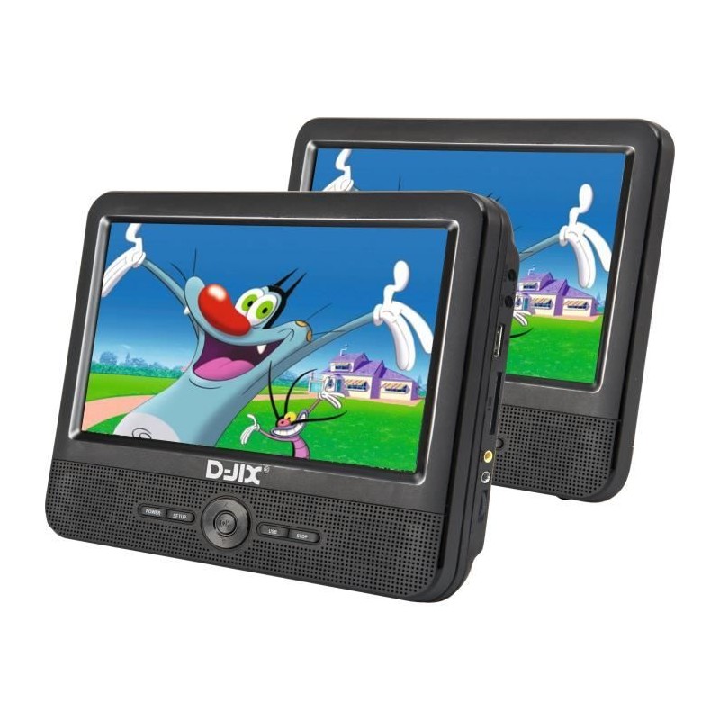 Lecteur DVD portable DJIX PVS906-50SM 9 - Double écran - Autonomie 2h Lecteur DVD portable DJIX PVS906-50SM 9 - Double écran - Autonomie 2h