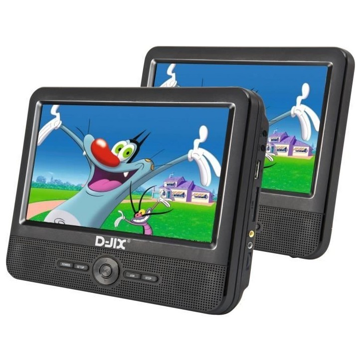 Lecteur DVD portable DJIX PVS906-50SM 9 - Double écran - Autonomie 2h - Noir