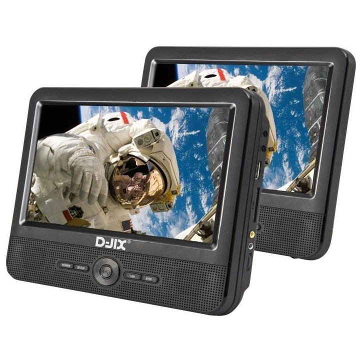 Lecteur DVD portable DJIX PVS906-50SM 9 - Double écran - Autonomie 2h - Noir