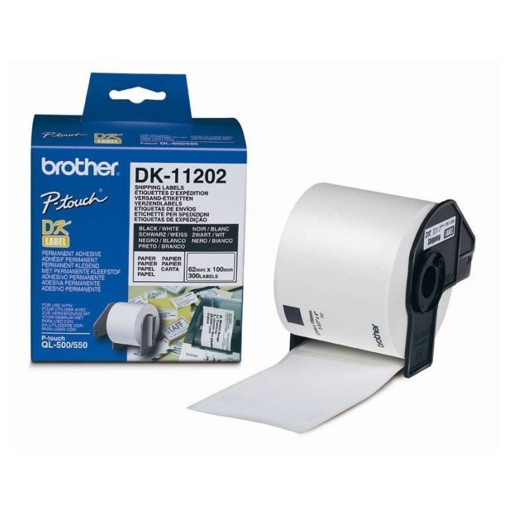 Etiquettes d'expédition Brother P-TOUCH DK-11202 - 62x100mm - 300 étiquettes Etiquettes d'expédition Brother P-TOUCH DK-11202 - 62x100mm - 300 étiquettes