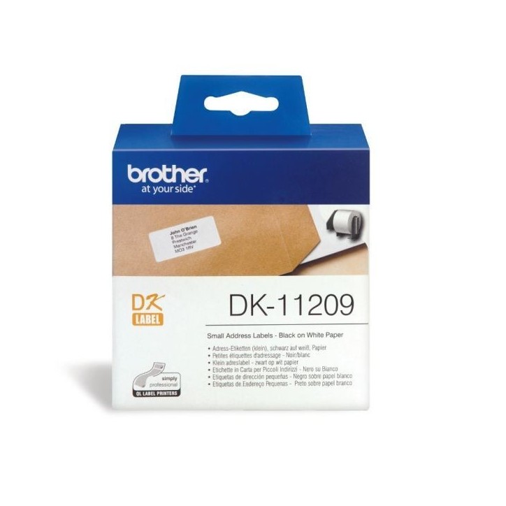Etiquettes adresses BROTHER P-TOUCH DK-11209 - 29x62mm - 800 étiquettes Etiquettes adresses BROTHER P-TOUCH DK-11209 - 29x62mm - 800 étiquettes