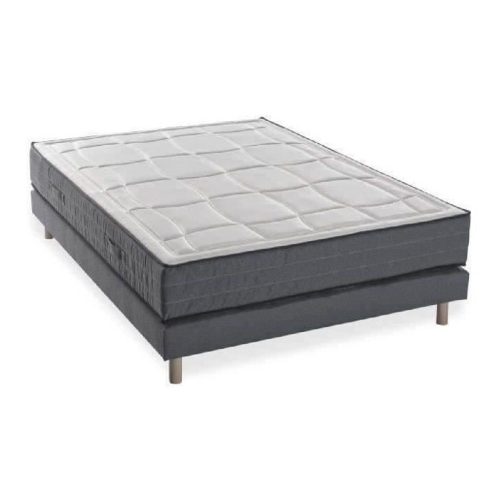 Ensemble matelas + sommier 160x200 cm - Mousse mémoire - 28cm - 5 zones - Ferme - DEKO DREAM HOTEL PREMIUM LUX
