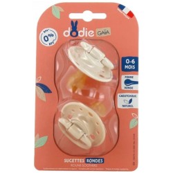 Duo sucettes caoutchouc - DODIE - GAIA - Ronde - 0/6 mois - Grain de s