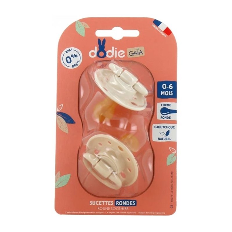 Duo sucettes caoutchouc - DODIE - GAIA - Ronde - 0/6 mois - Grain de s Duo sucettes caoutchouc - DODIE - GAIA - Ronde - 0/6 mois - Grain de s