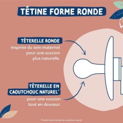 Duo sucettes caoutchouc - DODIE - GAIA - Ronde - 0/6 mois - Grain de s