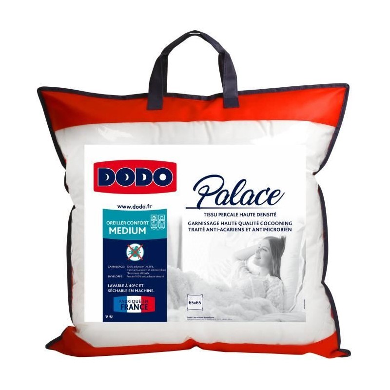 DODO Oreiller Percale Anti-Acariens PALACE - 65 x 65 cm DODO Oreiller Percale Anti-Acariens PALACE - 65 x 65 cm