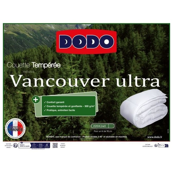 DODO Couette tempérée Vancouver - 220 x 240 cm - Blanc DODO Couette tempérée Vancouver - 220 x 240 cm - Blanc